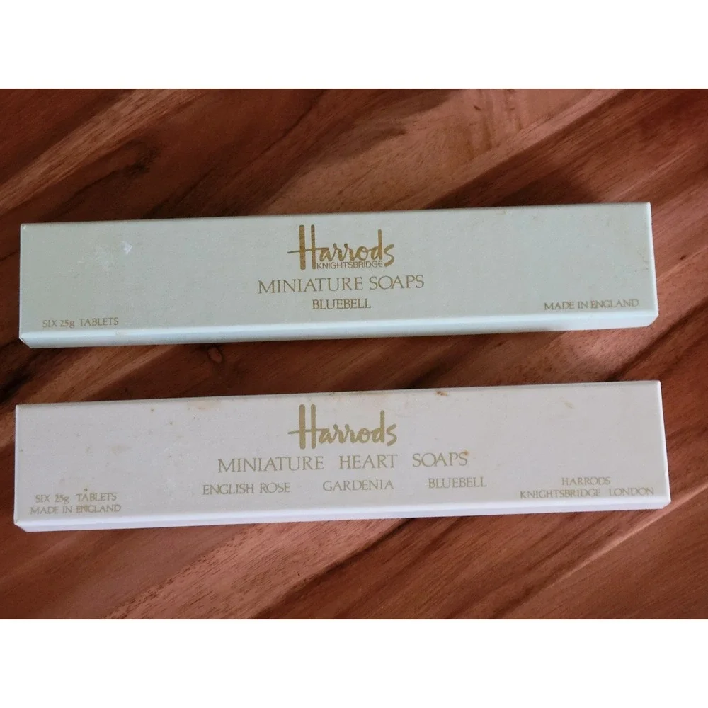 Harrods Miniature Soap 2-Sets 12 Bars Heart Rose Green Floral Made in England